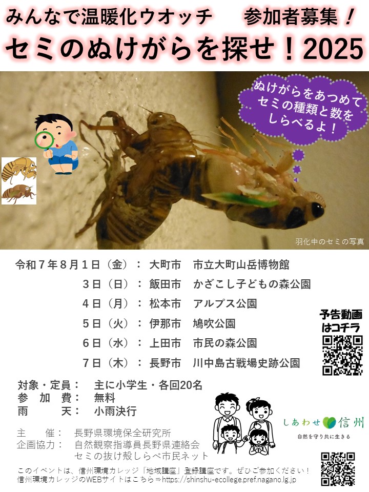 みんなで温暖化ウオッチ～セミのぬけがらを探せ！2025～